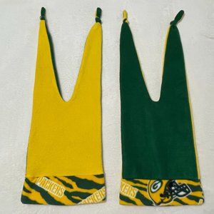 Green Bay Packer Hand Made Fleece Green Yellow Gold Stocking Hats Set of 2